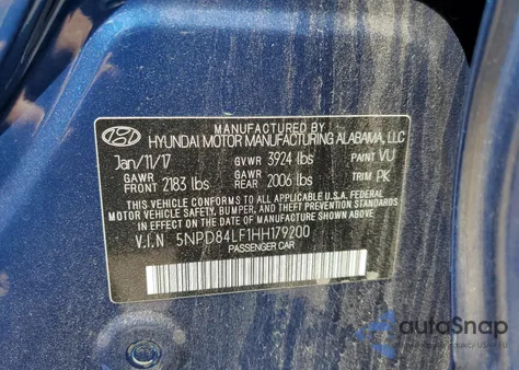 2017 Hyundai Elantra Se from USA, damaged, VIN 5NPD84LF1HH179200